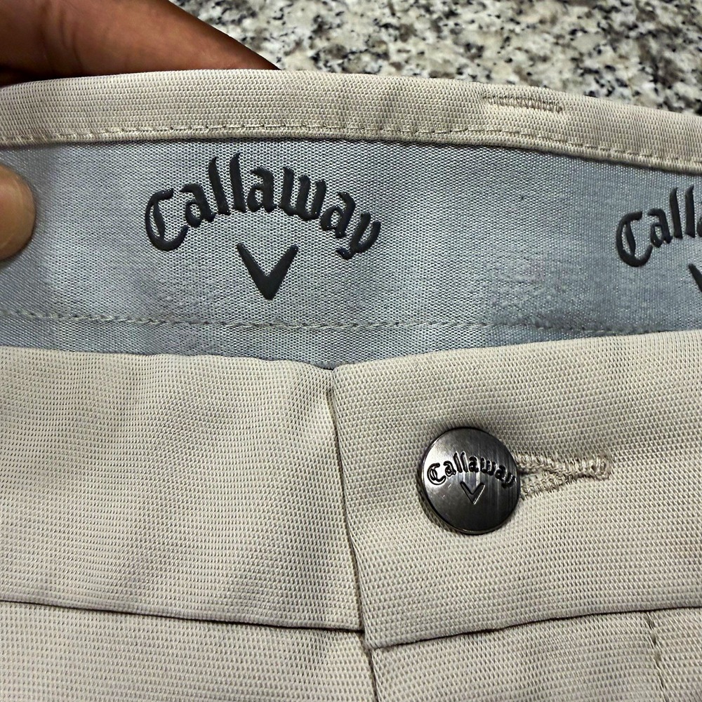 Callaway Mens 40x32 Lightweight Performance Stretch Golf Pants Light Beige Tan